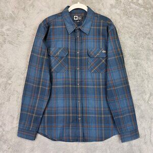 Salty Crew Daybreak Flannel Shirt Mens Medium Blue Plaid Button Front Casual